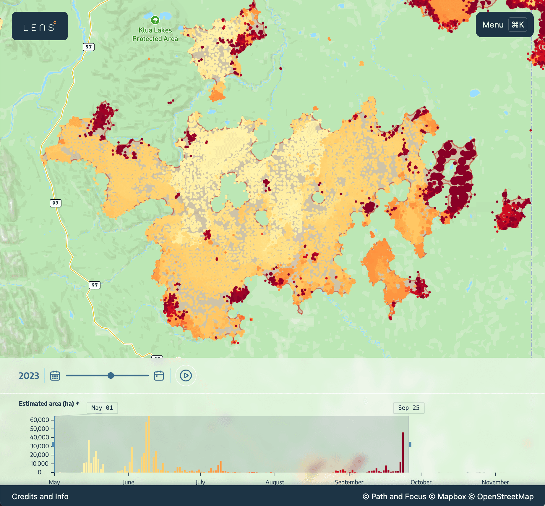 Fire perimeters of the North Slave fire complex fire